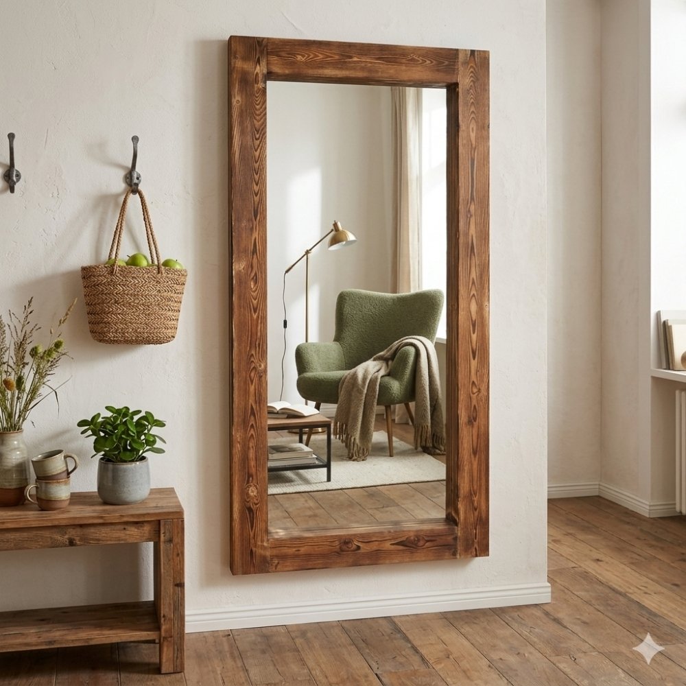Massivholz-Spiegel HARMONY 180x90cm Pinie geflammt Wandspiegel