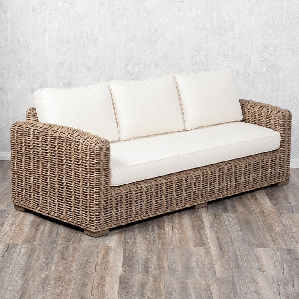 Gemütliches 3-Sitzer Lounge Sofa LIVING Rattan in Grey ca. 200cm