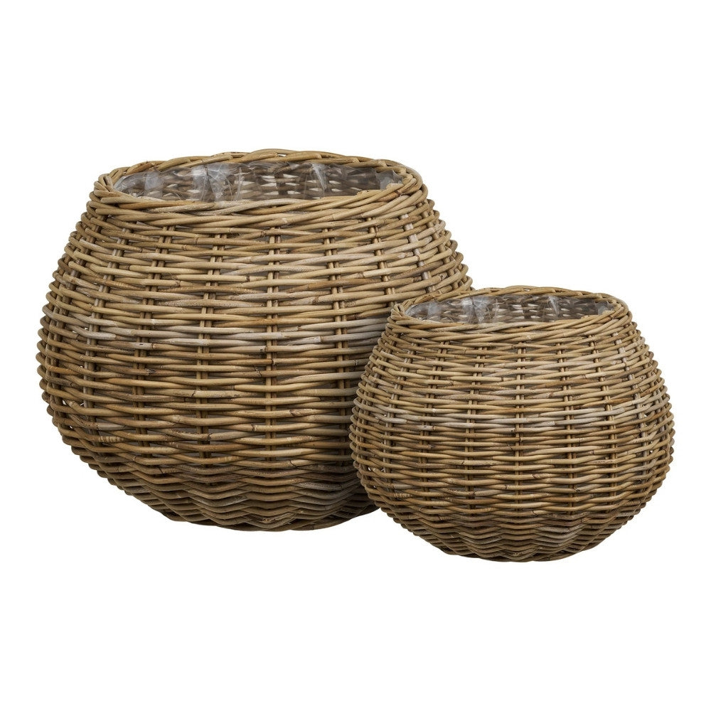 Natürliches 2-tlg. Korbset VERONA 55cm Kubu-Rattan Pflanzkorb