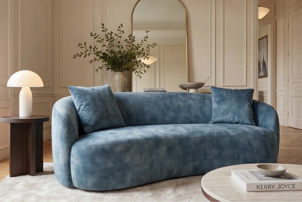 Design Sofa ARCO petrol 2-Sitzer Couch Samt 180 cm Federkern