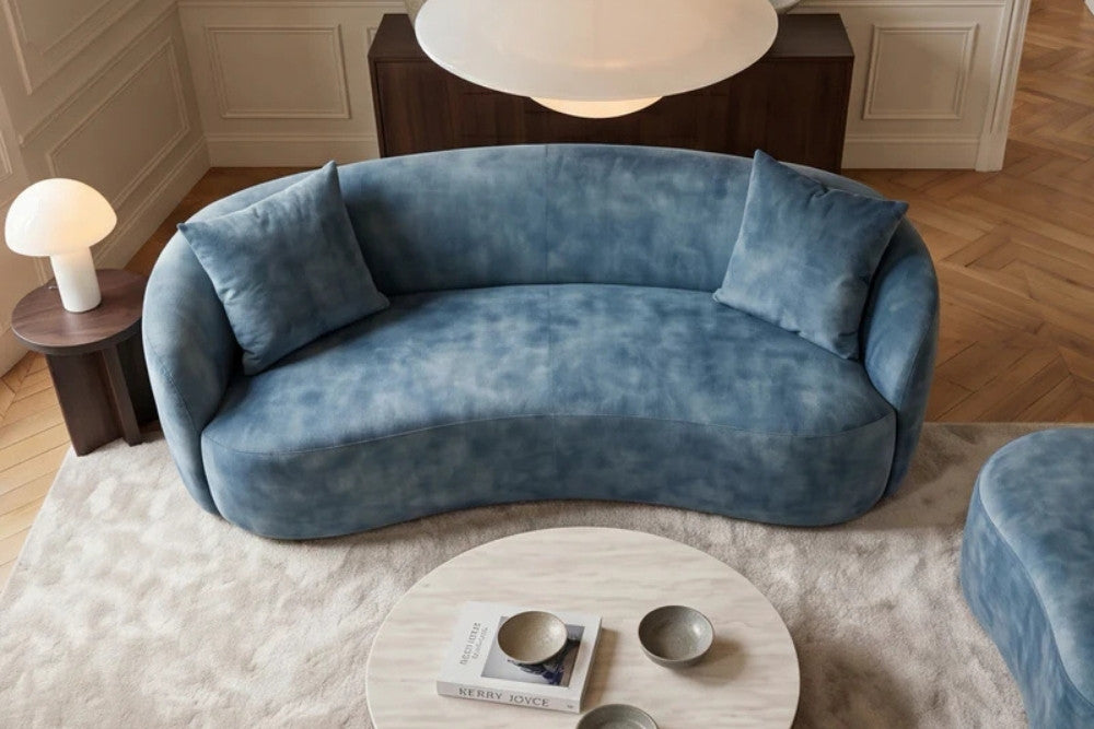 Design Sofa ARCO petrol 2-Sitzer Couch Samt 180 cm Federkern