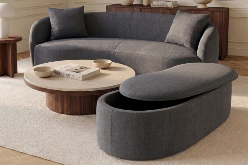 Design Polsterbank ARCO 120cm graphit-grau Samt Sitzbank Stauraum