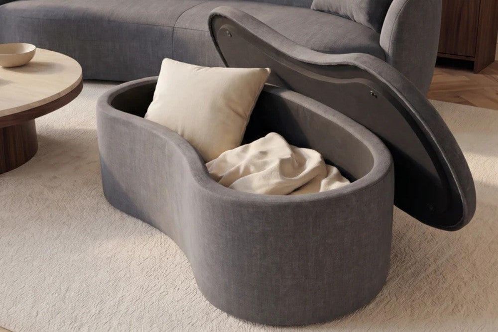 Design Polsterbank ARCO 120cm graphit-grau Samt Sitzbank Stauraum
