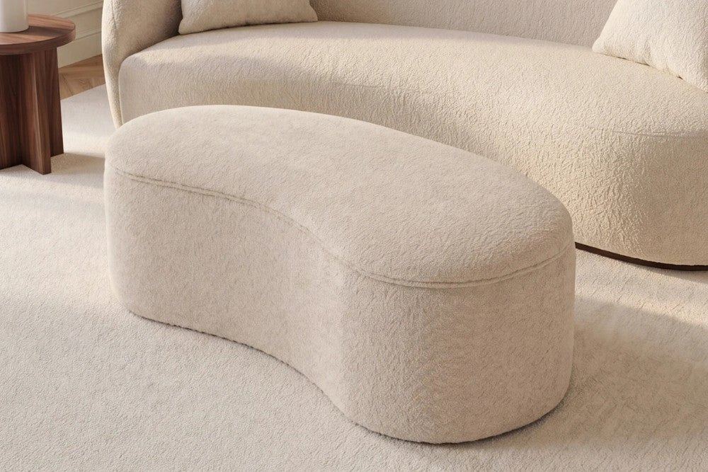 Design Polsterbank ARCO 120cm champagner beige Bouclé Sitzbank