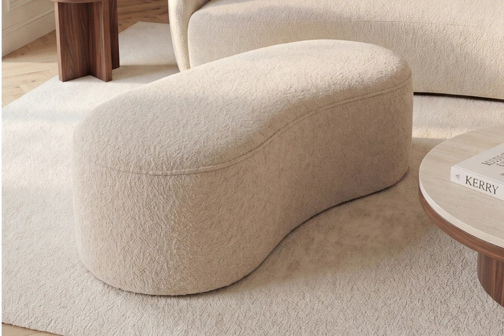 Design Polsterbank ARCO 120cm champagner beige Bouclé Sitzbank
