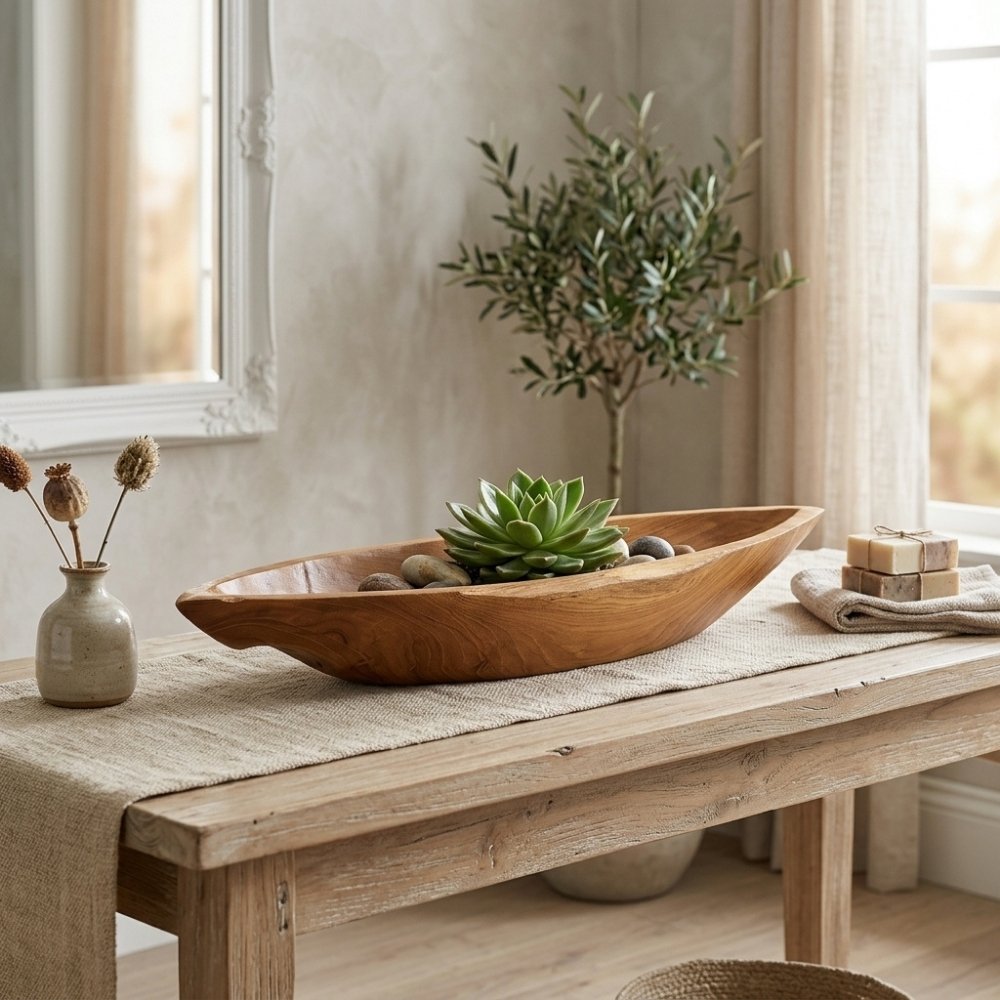 Individuelle Teak-Schale PERA ca.70cm Natural Handarbeit