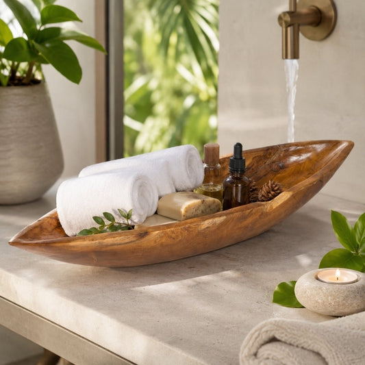 Individuelle Teak-Schale PERA ca.50cm Natural Handarbeit