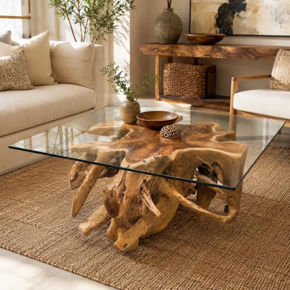 Unikat Couchtisch AKAR Natural ca.60cm Teak-Wurzel Beistelltisch