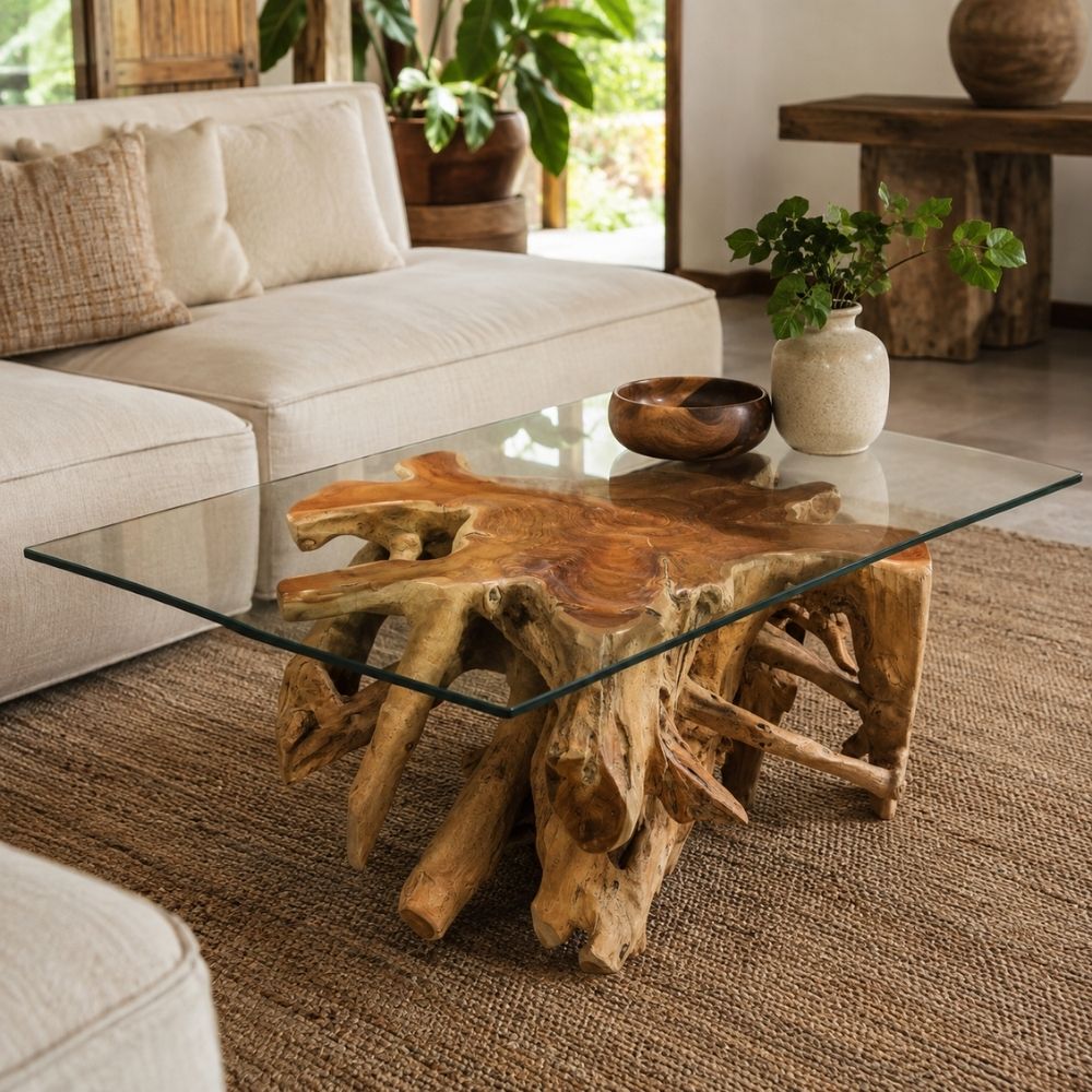Unikat Couchtisch AKAR Natural ca.60cm Teak-Wurzel Beistelltisch
