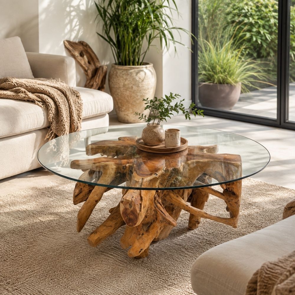 Unikat Couchtisch AKAR Natural ca.60cm Teak-Wurzel Beistelltisch