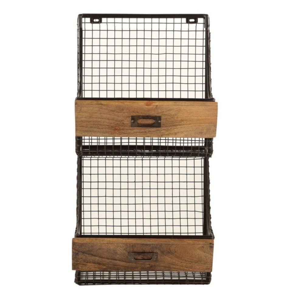 Hängekorb TOKRI 65cm Metall & Mangoholz Natur Wandregal
