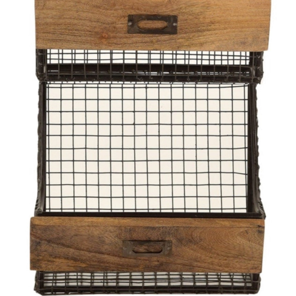 Hängekorb TOKRI 115cm Metall & Mangoholz Natur Wandregal