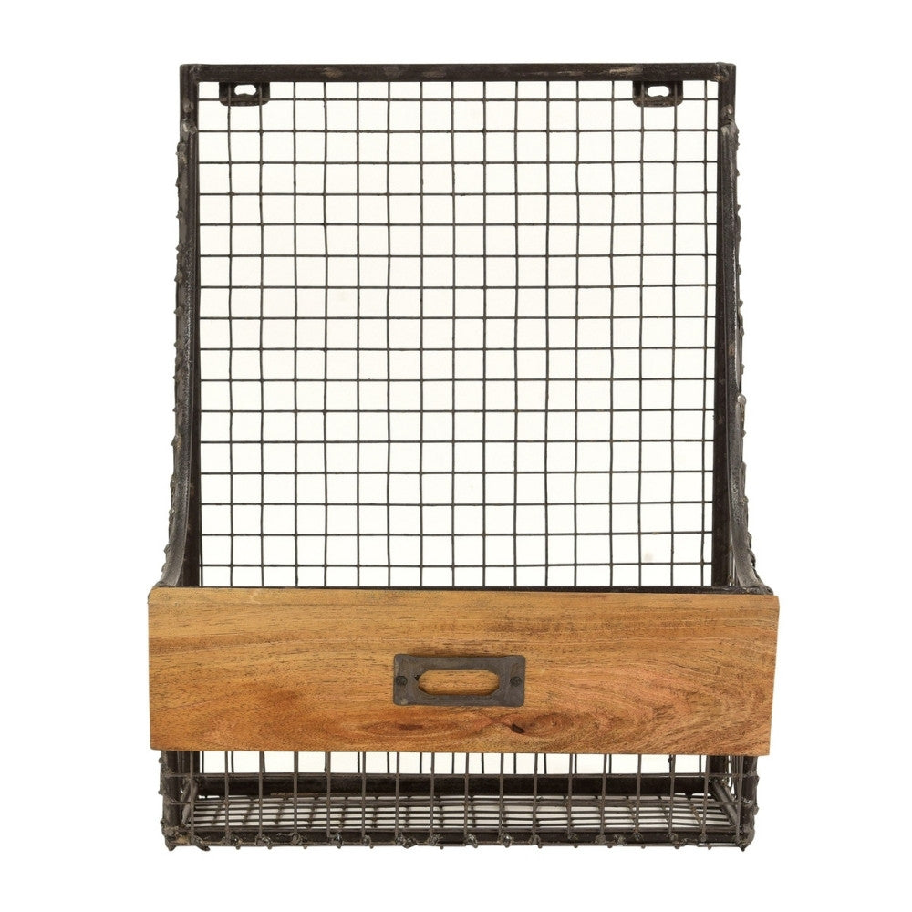 Hängekorb TOKRI 40cm Metall & Mangoholz Natur Wandregal