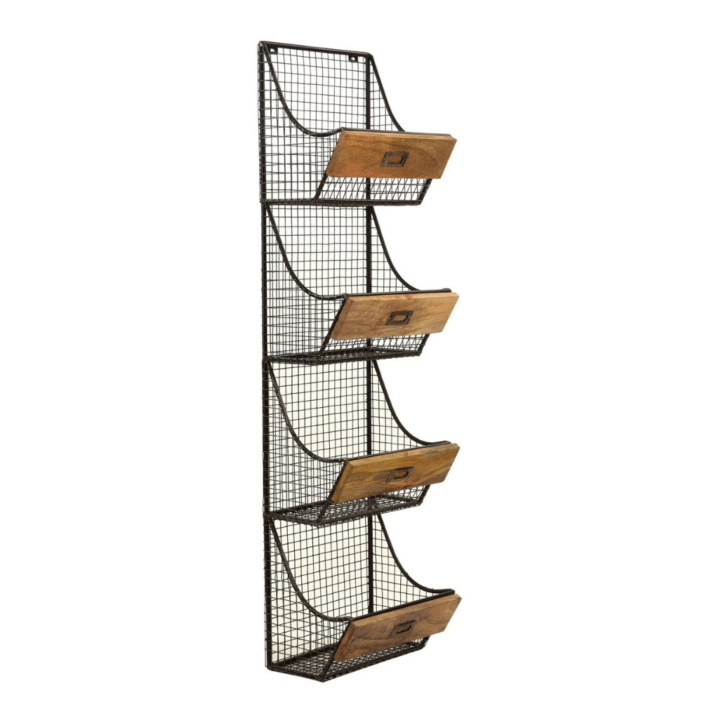 Hängekorb TOKRI 115cm Metall & Mangoholz Natur Wandregal