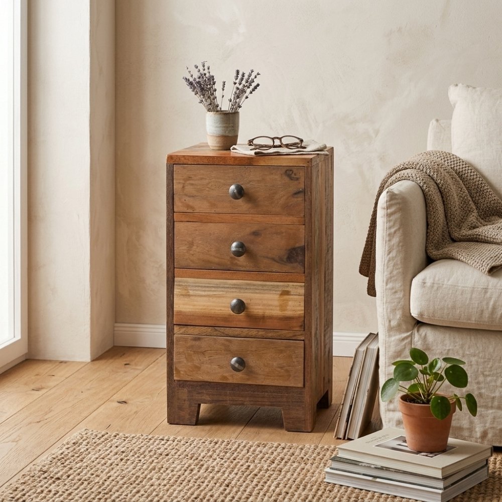 Altholz-Beistellschrank PARADOR 50cm Kommode mit 4 Schubladen