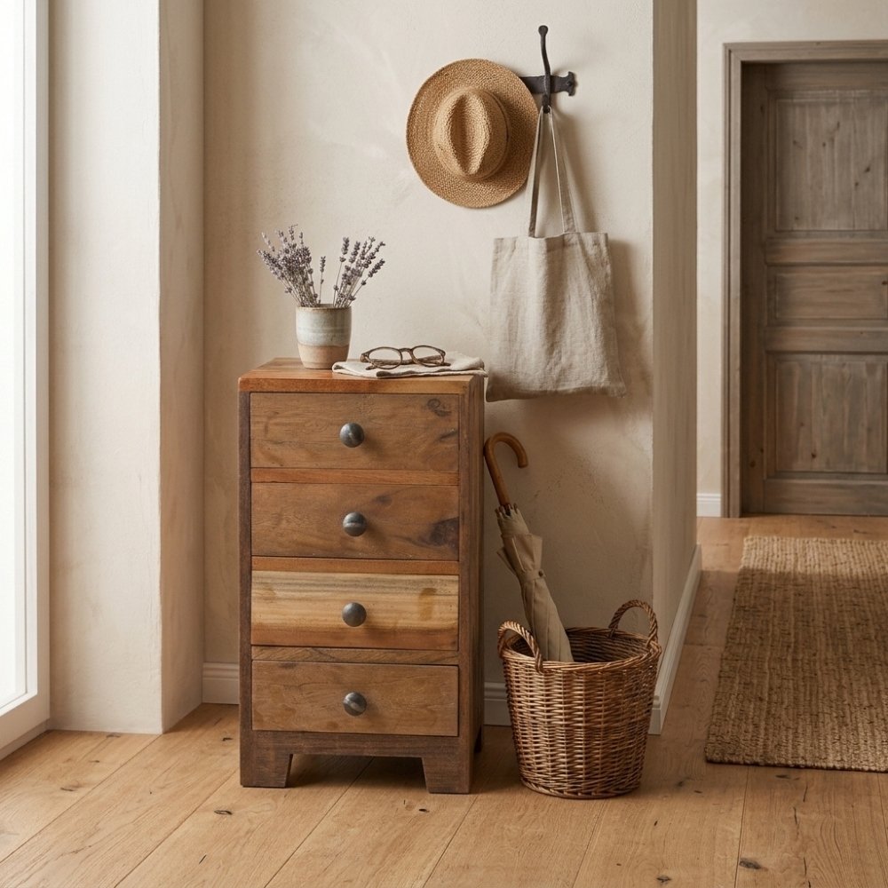 Altholz-Beistellschrank PARADOR 50cm Kommode mit 4 Schubladen