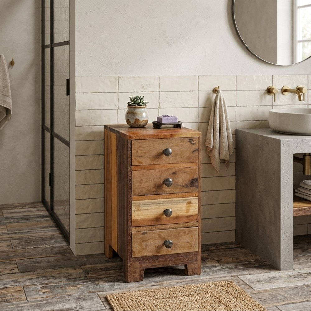 Altholz-Beistellschrank PARADOR 50cm Kommode mit 4 Schubladen