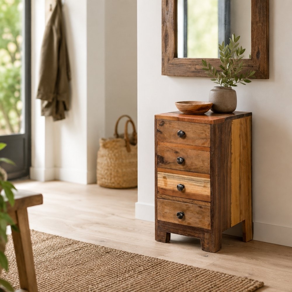 Altholz-Beistellschrank PARADOR 50cm Kommode mit 4 Schubladen