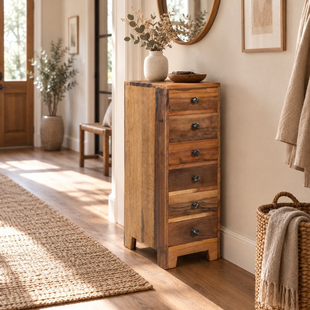 Altholz-Beistellschrank PARADOR 73cm Kommode mit 6 Schubladen