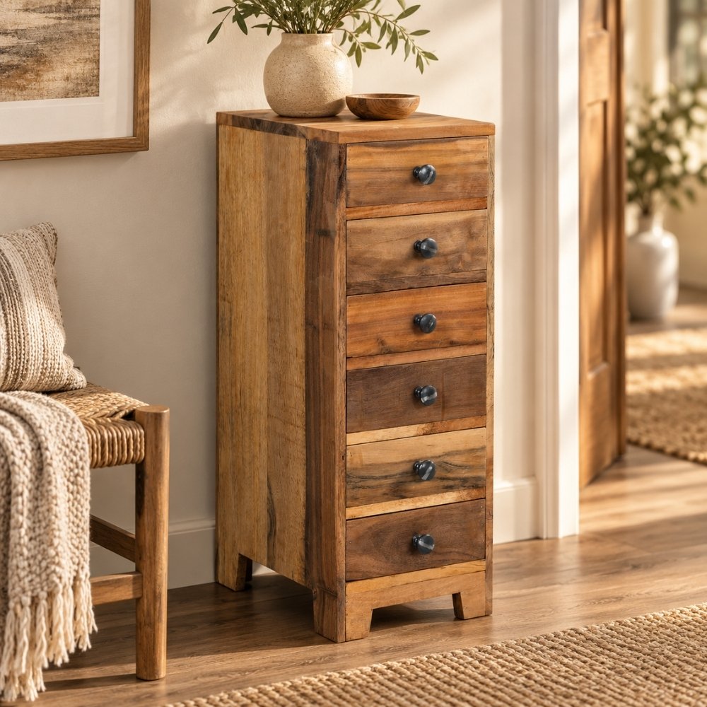 Altholz-Beistellschrank PARADOR 73cm Kommode mit 6 Schubladen