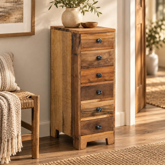 Altholz-Beistellschrank PARADOR 73cm Kommode mit 6 Schubladen