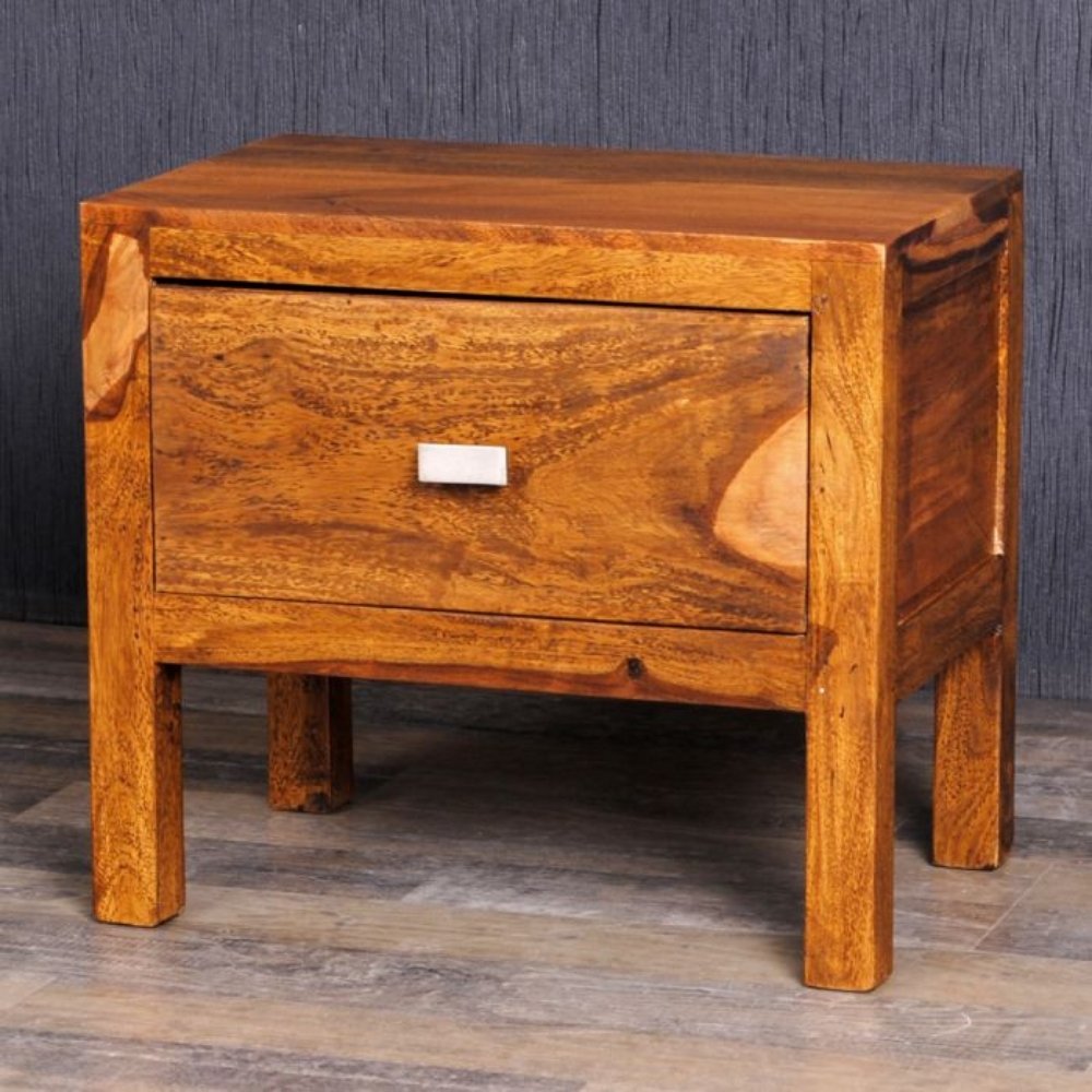 Massivholz Nachtschrank MURALI 45cm Stone Beistelltisch