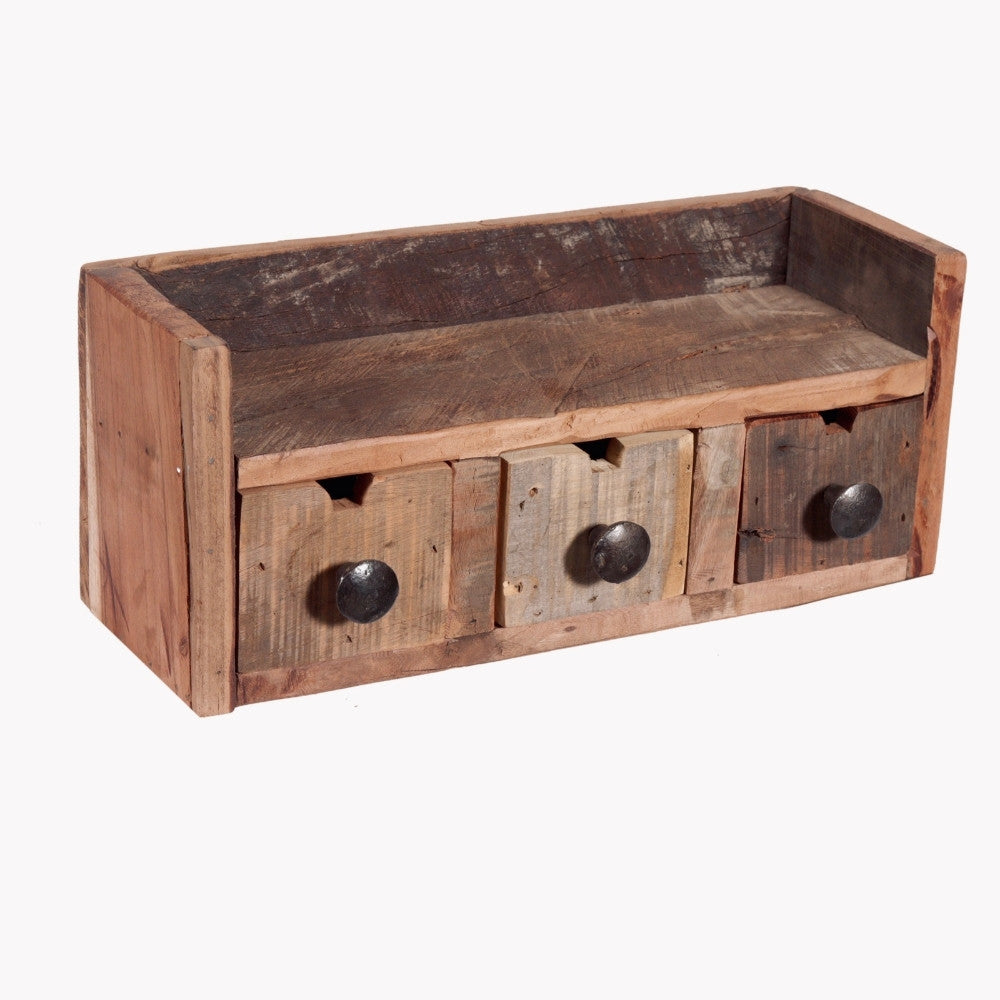 Altholz-Regal DARA 35cm 3 Schubladen Unikat Recyceltes Holz