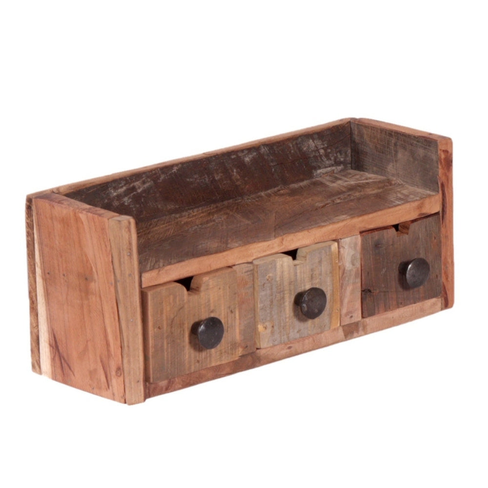 Altholz-Regal DARA 35cm 3 Schubladen Unikat Recyceltes Holz