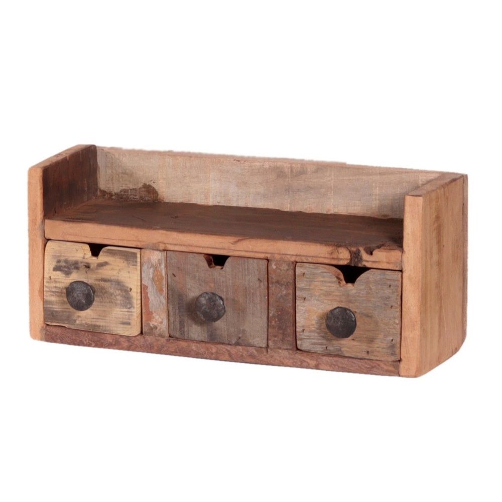 Altholz-Regal DARA 35cm 3 Schubladen Unikat Recyceltes Holz