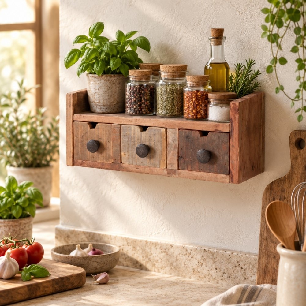 Altholz-Regal DARA 35cm 3 Schubladen Unikat Recyceltes Holz