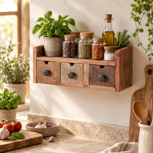 Altholz-Regal DARA 35cm 3 Schubladen Unikat Recyceltes Holz