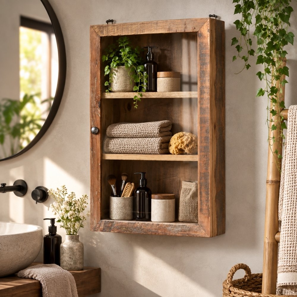 Altholz Wandschrank MURO Glastür 40cm Vitrine Gewürzschrank