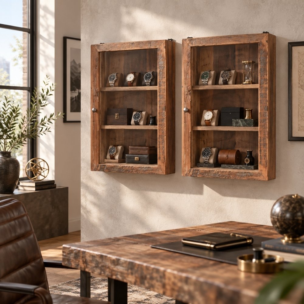 Altholz Wandschrank MURO Glastür 40cm Vitrine Gewürzschrank