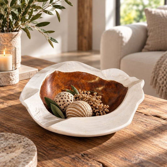 Teak Schale PREMIUM BOWL White Wash D30cm