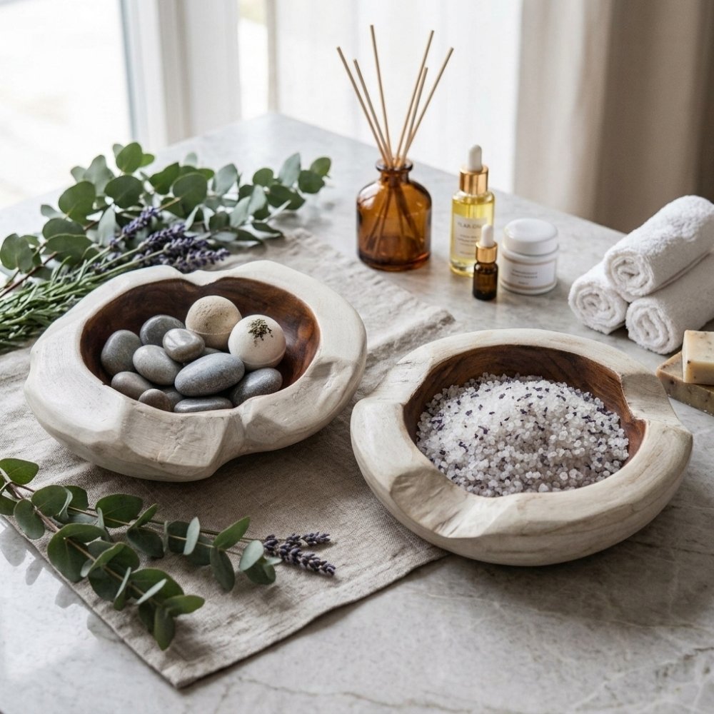 Teak Schale PREMIUM BOWL White Wash D30cm