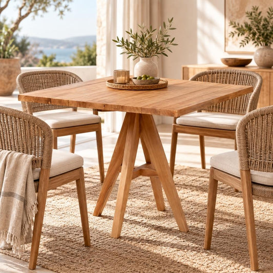Teak Esstisch LEO 80cm Gartentisch Küchentisch