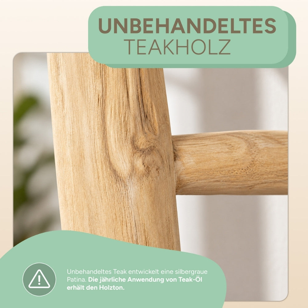 Deko-Leiter KEPALA ca. H150cm Natural Teak Handtuchhalter Kleiderständer