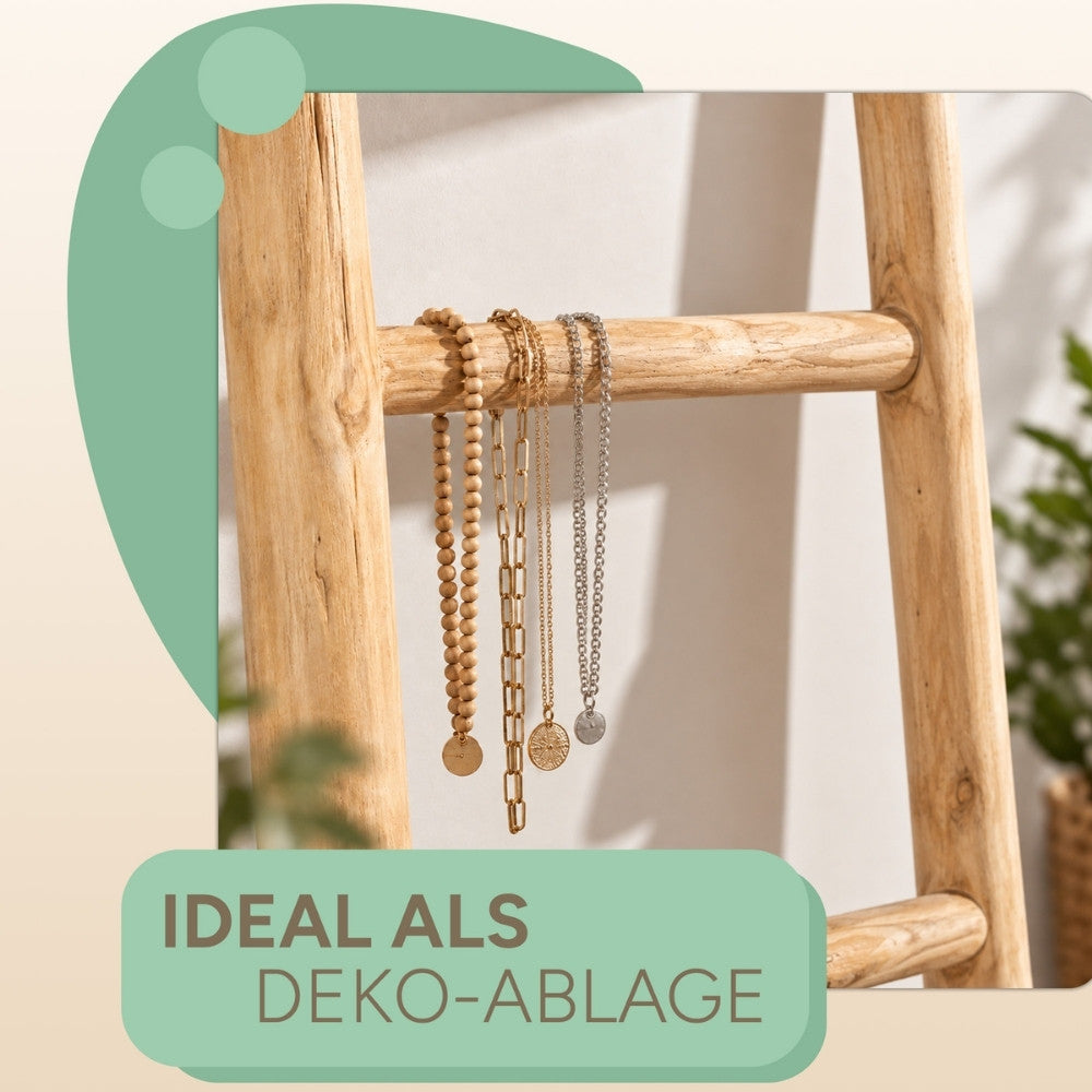 Deko-Leiter KEPALA ca. H150cm Natural Teak Handtuchhalter Kleiderständer