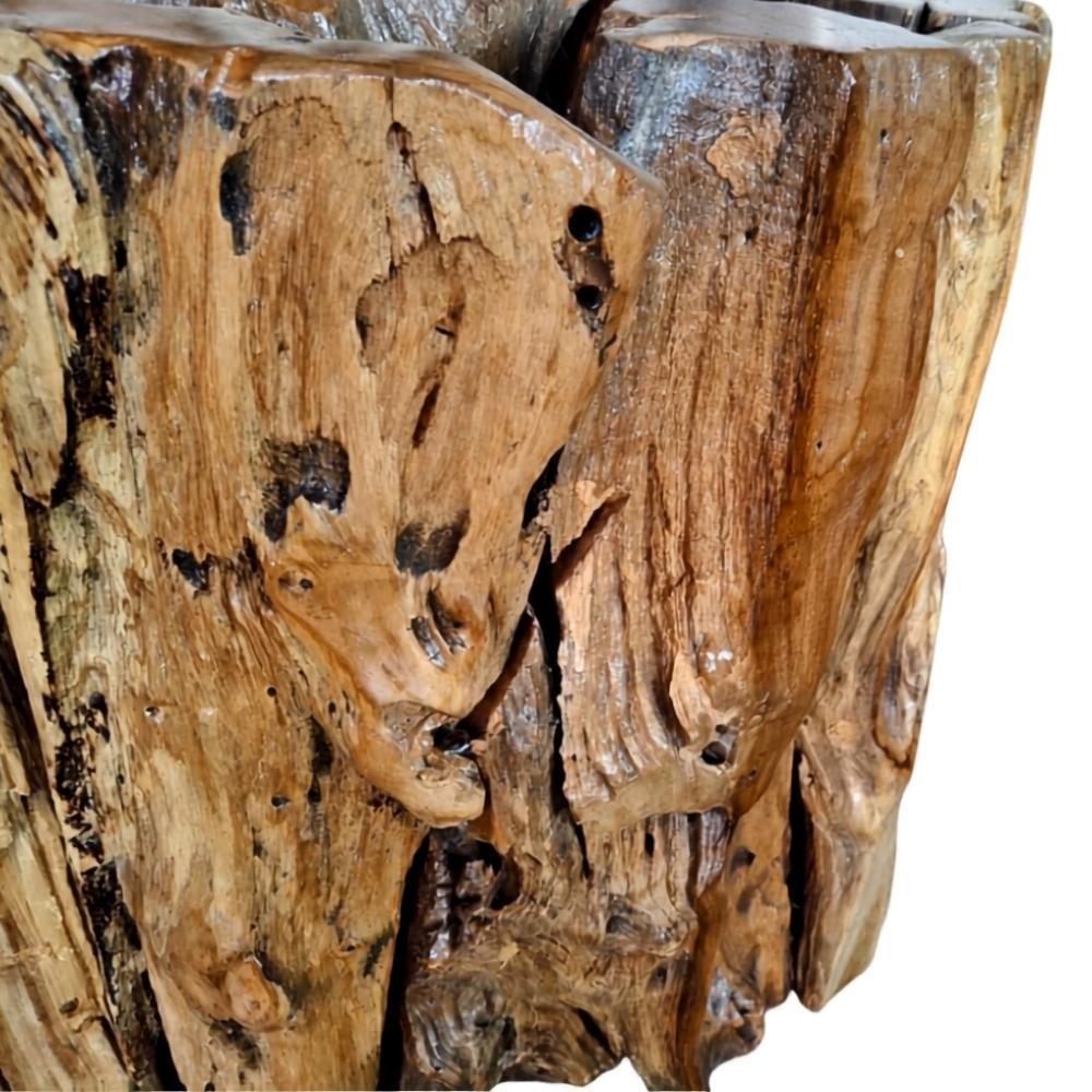 Teak Couchtisch KAYU ca. D60cm mit Glasplatte