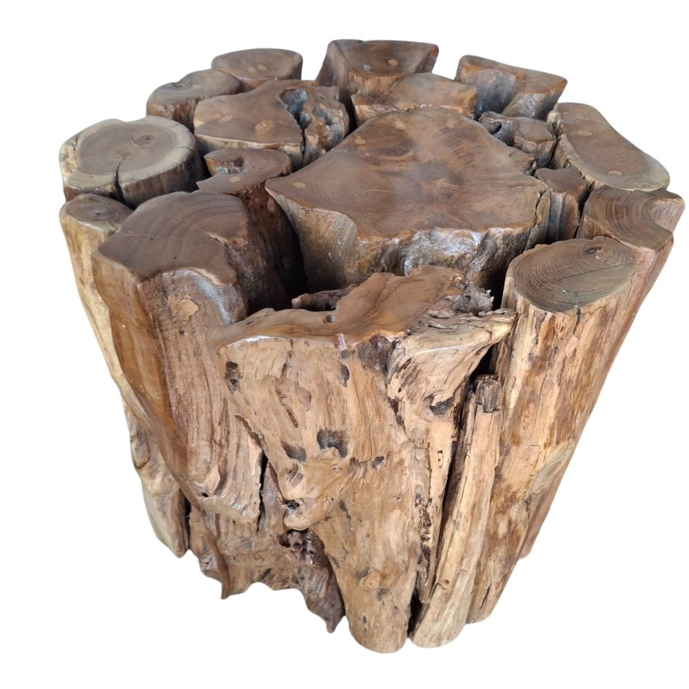 Teak Couchtisch KAYU ca. D60cm mit Glasplatte