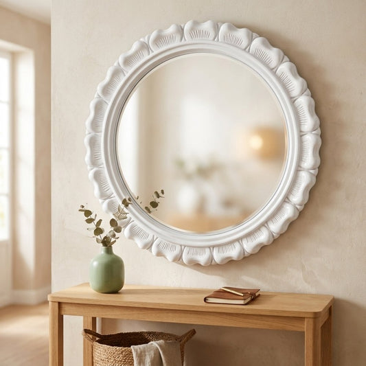 Moderner Wandspiegel AINA 70cm weiss hochglanz Akzentspiegel