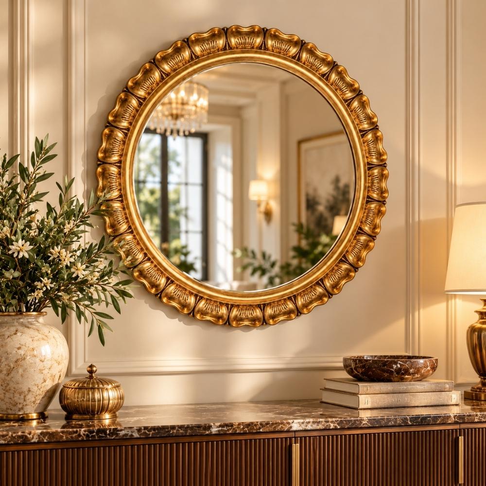 Moderner Wandspiegel AINA 70cm gold-antik Akzentspiegel