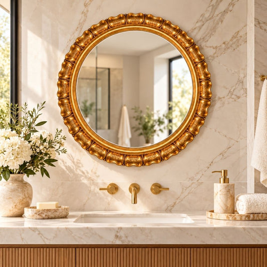 Moderner Wandspiegel AINA 70cm gold-antik Akzentspiegel