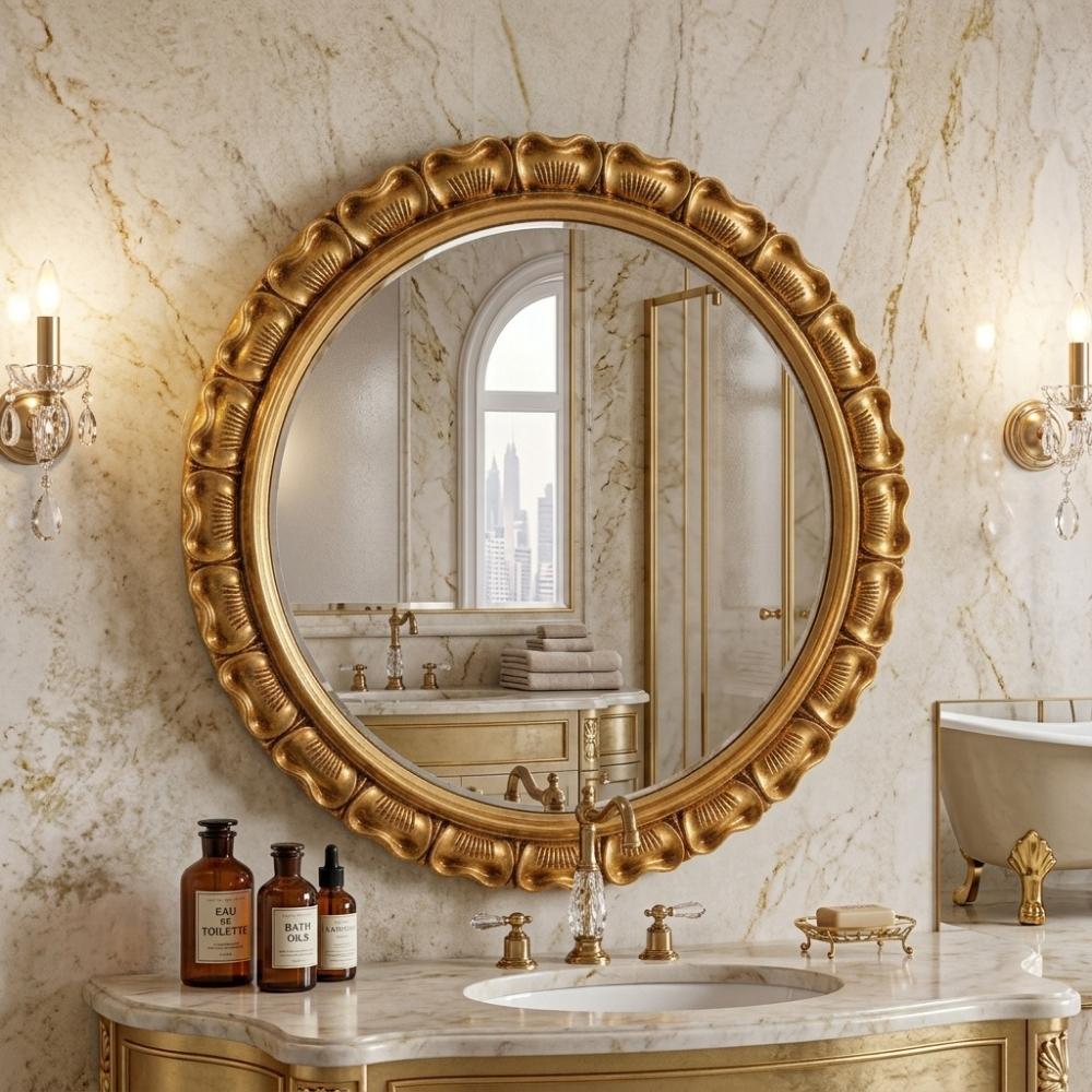 Moderner Wandspiegel AINA 70cm gold-antik Akzentspiegel