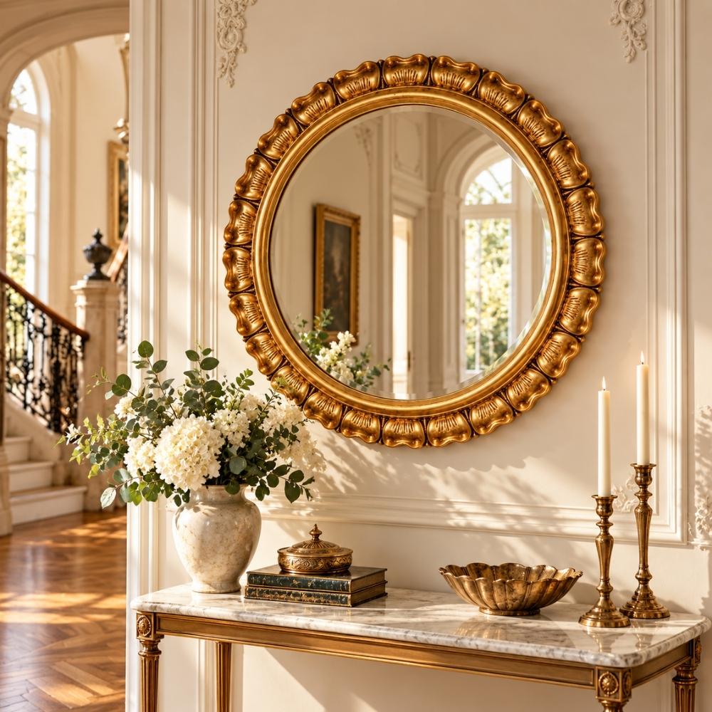 Moderner Wandspiegel AINA 70cm gold-antik Akzentspiegel