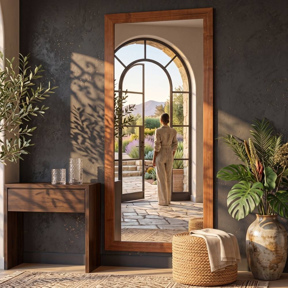 Massivholz Wandspiegel MADEIRA Dark-Brown 180x100cm