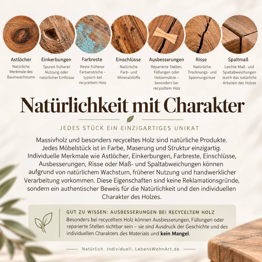 Teakwurzel Couchtisch BOSCO 80cm Natural Massivholz Glasplatte
