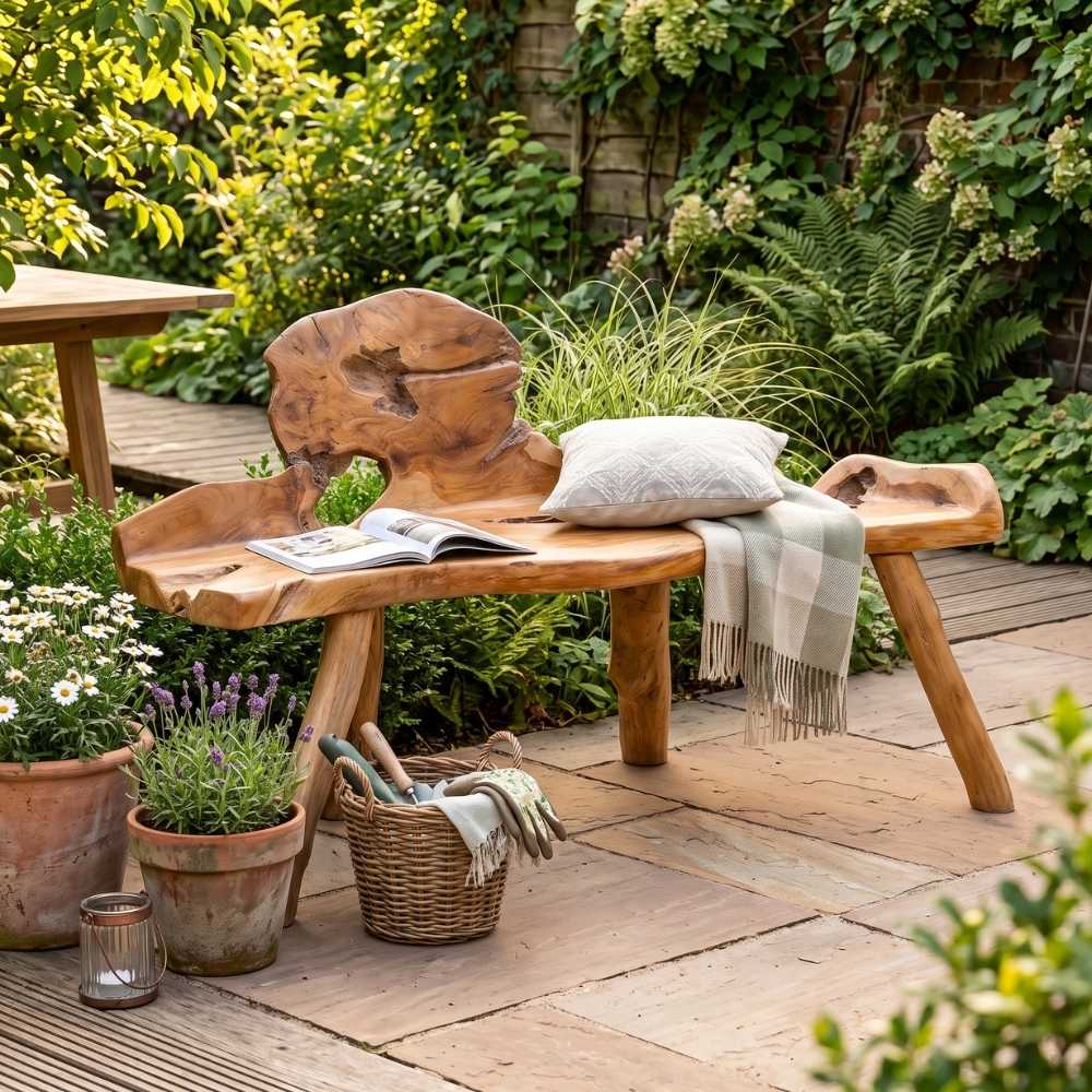 Einzigartige Teak Sitzbank PRIMITIV ca.130cm Natural