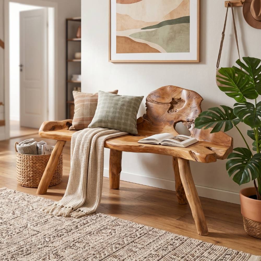 Einzigartige Teak Sitzbank PRIMITIV ca.130cm Natural