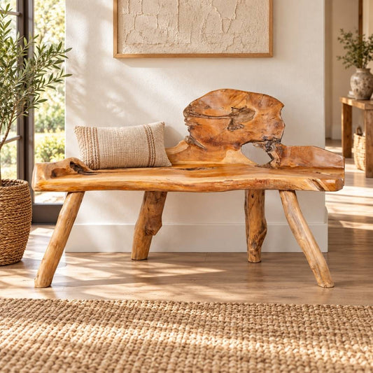 Einzigartige Teak Sitzbank PRIMITIV ca.130cm Natural